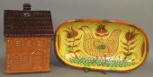 2 FOLK ART REDWARE PIECES BY S
