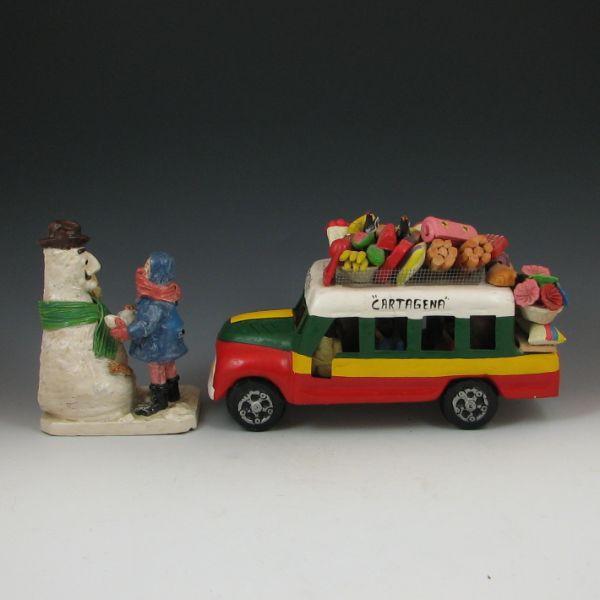 2 Folk Art sculptures man