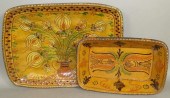2 FOLK ART SGRAFFITO DECORATED