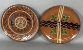 2 FOLK ART SLIP DECORATED REDW