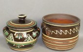 2 FOLK ART SLIPWARE DECORATED