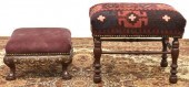 (2) FOOTSTOOLS, (1) IN KILIM U