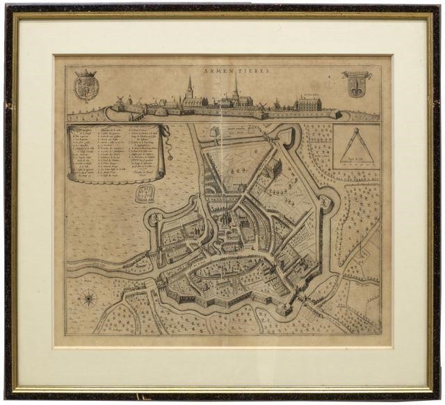 (2) FRAMED ANTIQUE ETCHINGS MAPS OF