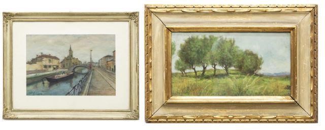 (2) FRAMED ART, CANAL PASTEL,
