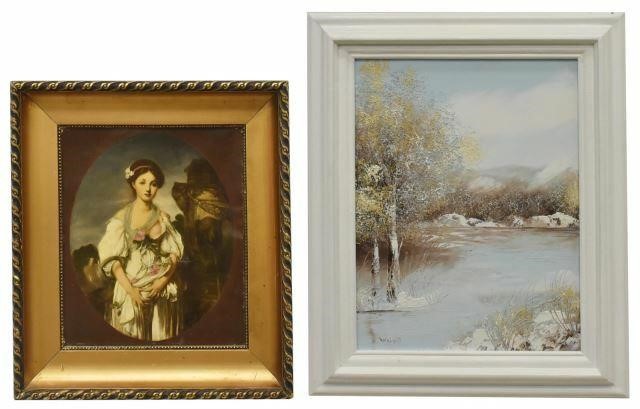 (2) FRAMED ART, WINTER LANDSCAPE,