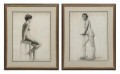 (2) FRAMED CHARCOAL STUDIES OF