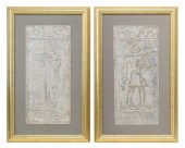 (2) FRAMED EGYPTIANESQUE EMBOS