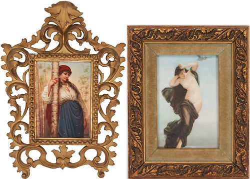 2 FRAMED EUROPEAN PAINTED PORCELAIN