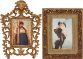 2 FRAMED EUROPEAN PAINTED PORC