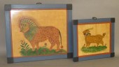 2 FRAMED FOLK ART WATERCOLOR F