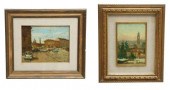 (2) FRAMED ITALIAN SCHOOL CITY