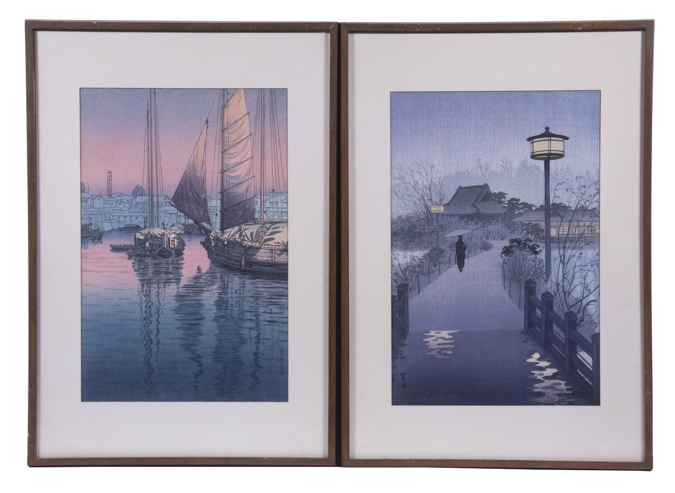(2) FRAMED JAPANESE SHIN HANGA