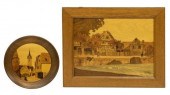 (2) FRAMED MARQUETRY ALSATIAN