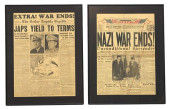 (2) FRAMED NEWSPAPER PAGES END