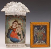 (2) FRAMED OIL ON TIN RETABLOS
