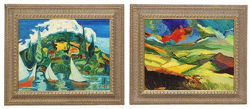 (2) FRAMED PAINTINGS ON CANVAS,