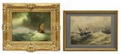 (2) FRAMED PAINTINGS, SHIPS ON