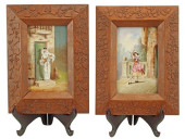 (2) FRAMED PORCELAIN PLAQUES,
