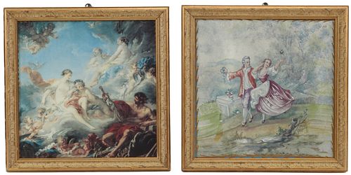 (2) FRAMED PORCELAIN PLAQUES WITH