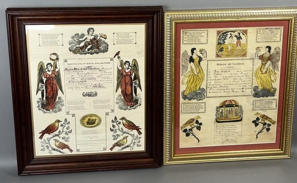 2 FRAMED READING PRINTED BIRTH &