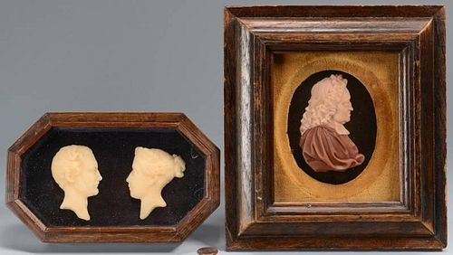 2 FRAMED WAX BUST PORTRAITS1st