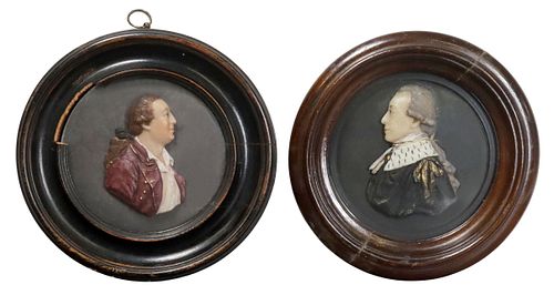 (2) FRAMED WAX PORTRAIT RELIEFS,