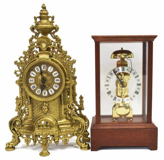 (2) FRANZ HERMLE SKELETON & GILT