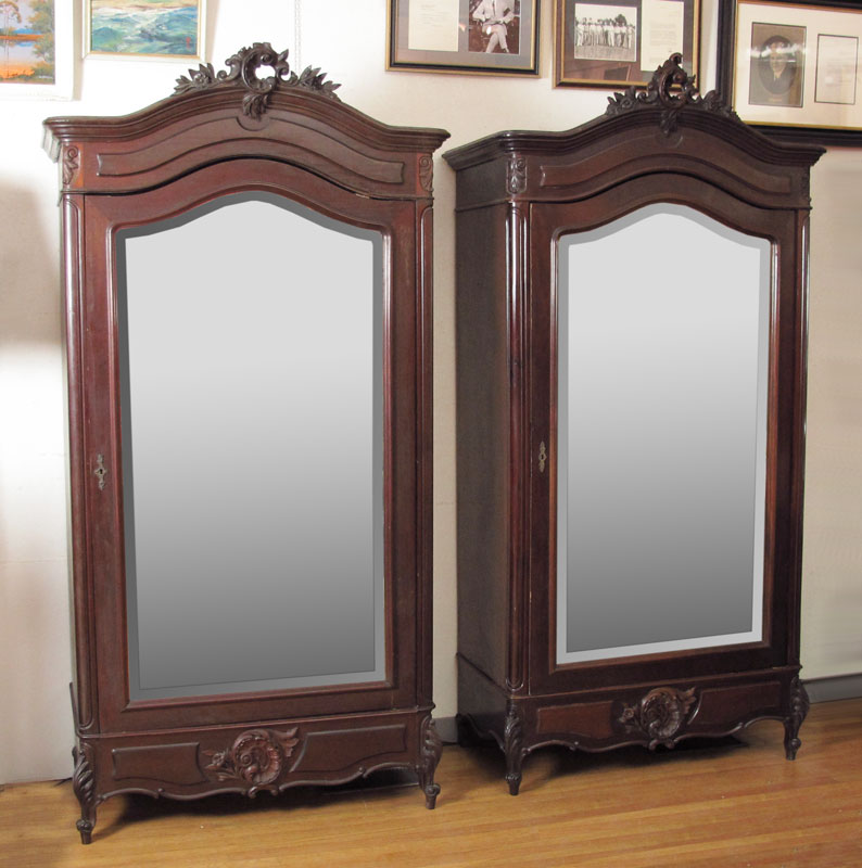 2 FRENCH ARMOIRES: Single mirror