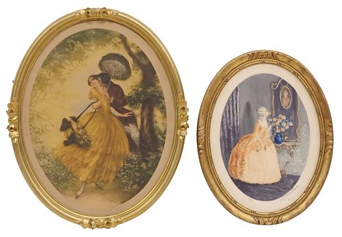 (2) FRENCH ART DECO AQUATINT