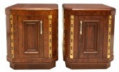 (2) FRENCH ART DECO BURLED INL