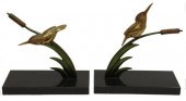 (2) FRENCH ART DECO CATTAIL &