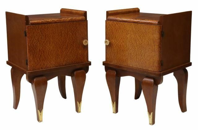 (2) FRENCH ART DECO CURLY MAPLE