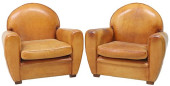 (2) FRENCH ART DECO LEATHER CL