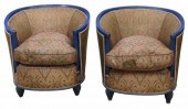 (2) FRENCH ART DECO PAINTED TU