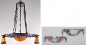 2 FRENCH ART GLASS LIGHTING FI