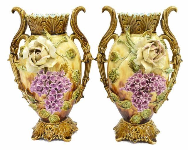 (2) FRENCH BARBOTINE MAJOLICA