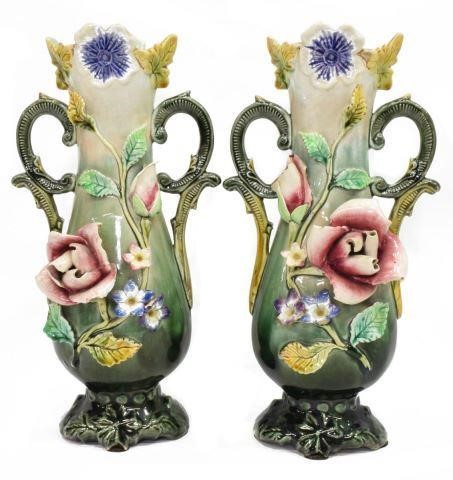 (2) FRENCH BARBOTINE MAJOLICA