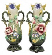(2) FRENCH BARBOTINE MAJOLICA