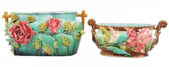 (2) FRENCH BARBOTINE MAJOLICA