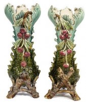 (2) FRENCH BARBOTINE MAJOLICA