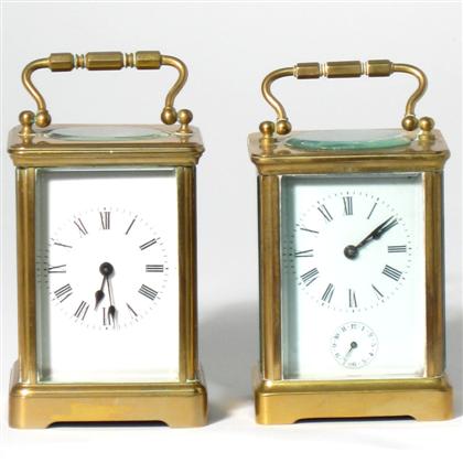 2 French brass and glass carriage