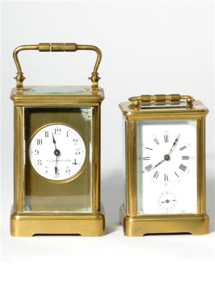 2 French brass and glass carriage