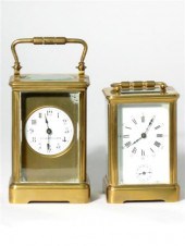 2 French brass and glass carri