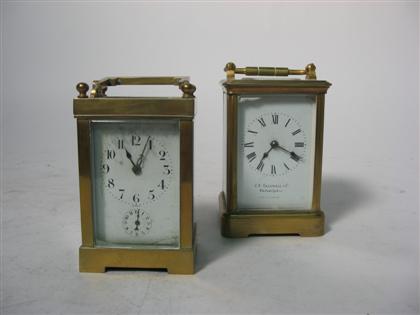 2 French brass and glass carriage