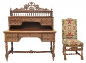 (2) FRENCH BRETON CARVED OAK W