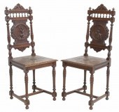 (2) FRENCH BRETON FIGURAL CARV
