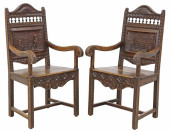 (2) FRENCH BRETON FIGURAL CARV