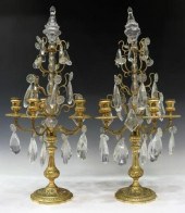 (2) FRENCH BRONZE & CRYSTAL GI