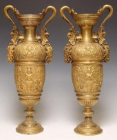 (2) FRENCH BRONZE DORE SPHINX