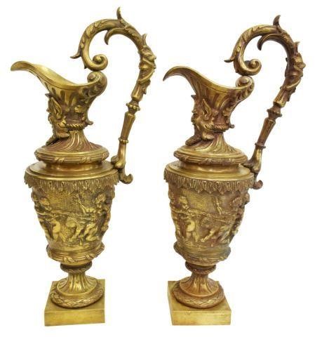 (2) FRENCH BRONZE EWER-FORM